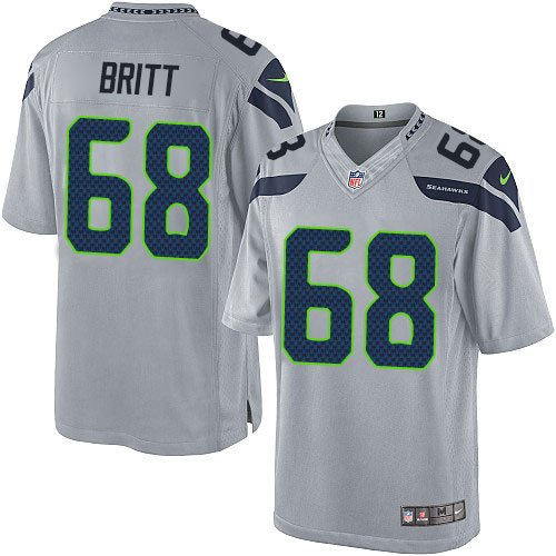 Youth Elite Justin Britt Nike Jersey Grey Alternate - #68 NFL Seattle Seahawks